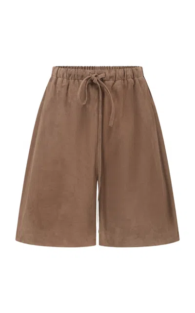 Into The East Leather Shorts In Brown