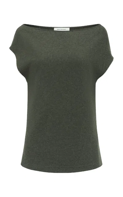 Into The East One-shoulder Wool-silk Top In Green