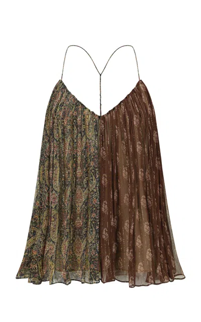 Into The East Paisley Camisole Silk-blend Top In Brown