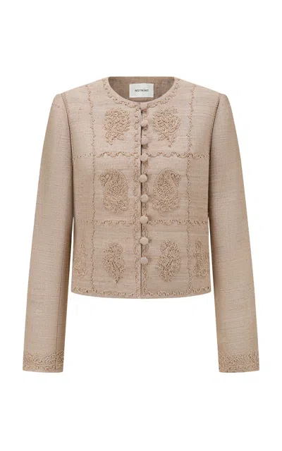 Into The East Paisley Embroidered Silk Jacket In Brown