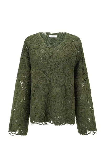 Into The East Paisley Knitted Top In Green