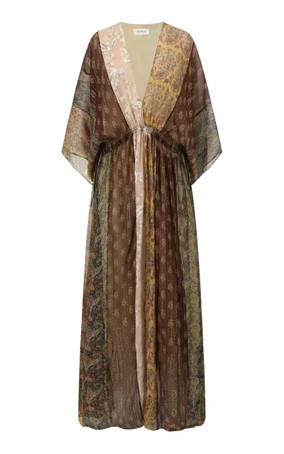 Into The East Paisley Pleated Silk-blend Maxi Dress In Multi