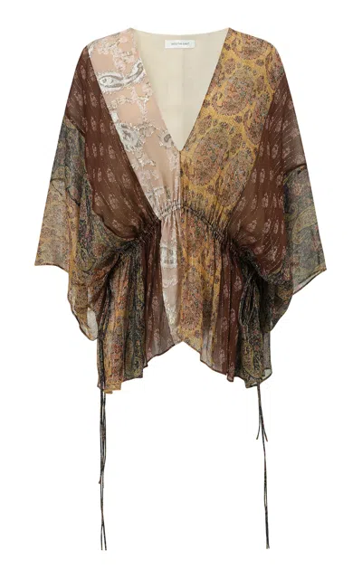 Into The East Paisley Pleated Silk-blend Top In Multi