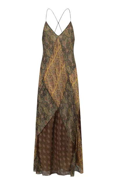 Into The East Paisley Silk-blend Maxi Dress In Multi