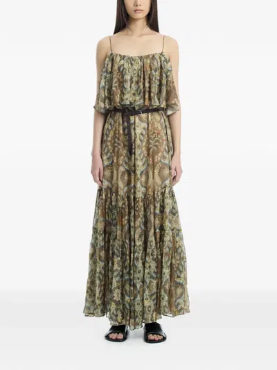Into The East Paisley-print Tiered Dress In Multi