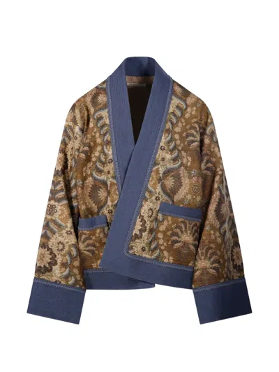 Into The East Palmette Paisley-print Kimono Jacket In Multi