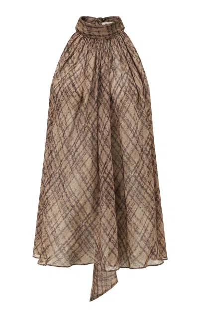 Into The East Plaid Ombre Ribbon Silk Top In Stripe