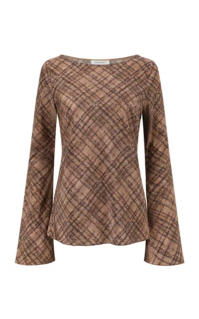 Into The East Plaid Ombre Silk Top In Multi