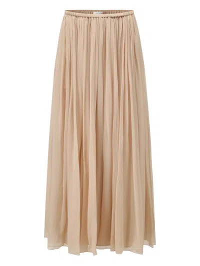 Into The East Pleated Silk Skirt In Neutral