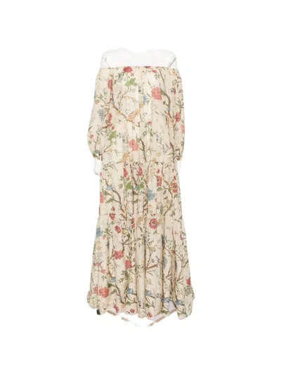 Into The East Printed Cotton Dress In Multicolor