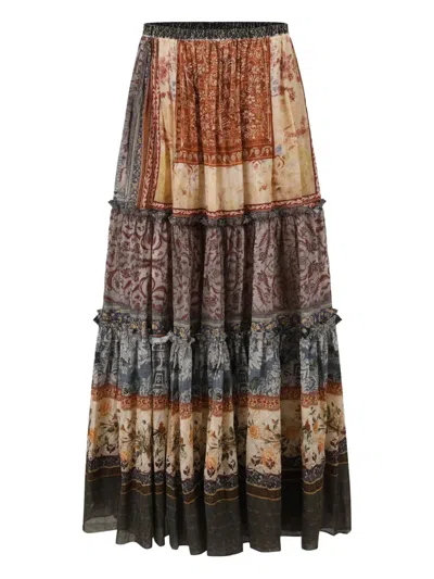 Into The East Printed Patchwork Skirt