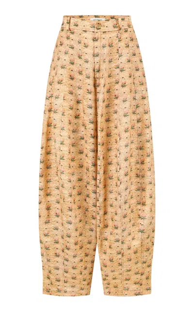 Into The East Rose Linen Paneled Tapered Trousers In Multi