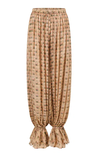 Into The East Rose Silk-blend Harem Pants In Animal Print