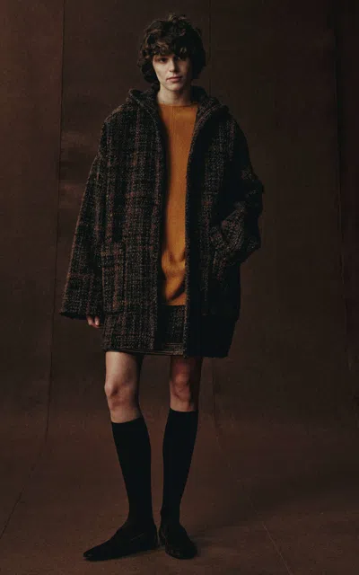 Into The East Round Neck Wool Top In Brown