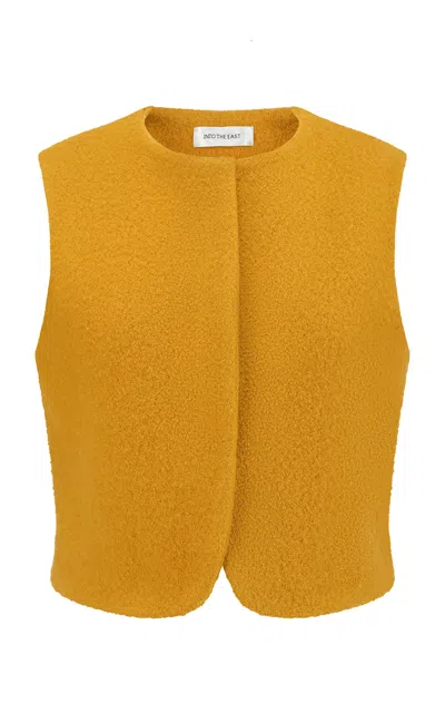 Into The East Round Neck Wool Vest In Yellow