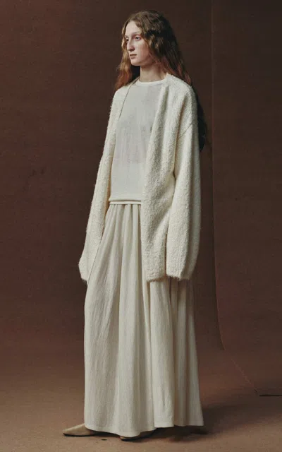 Into The East Round Neck Wool-silk Top In White