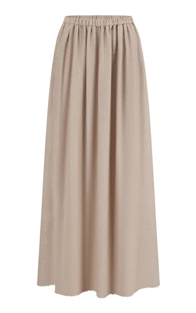 Into The East Ruched Maxi Skirt In Neutral