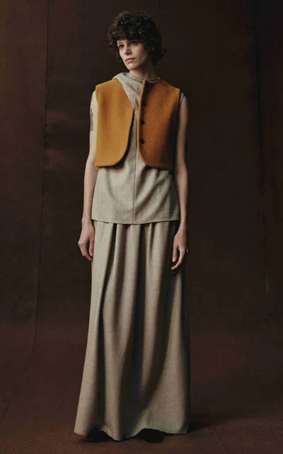 Into The East Sleeveless Draped Top In Brown