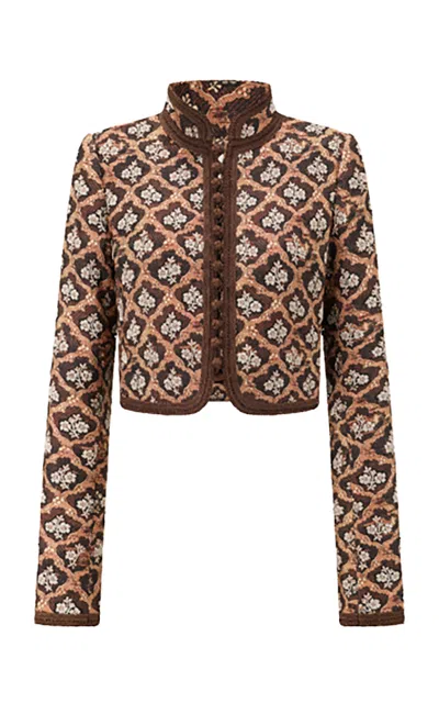 Into The East Sonneratia Embroidered Silk-blend Coat In Brown