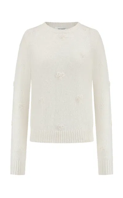 Into The East Sonneratia Embroidered Wool Sweater In White