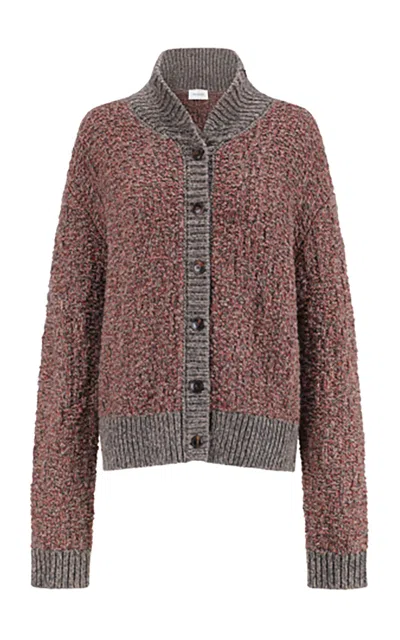 Into The East Terracotta Knitted Cardigan In Burgundy