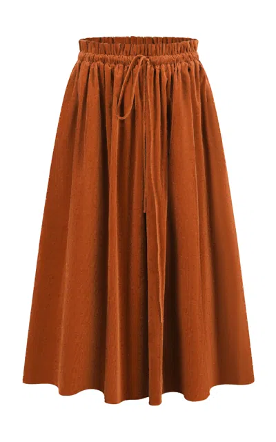 Into The East Umbrella Corduroy Midi Skirt In Brown