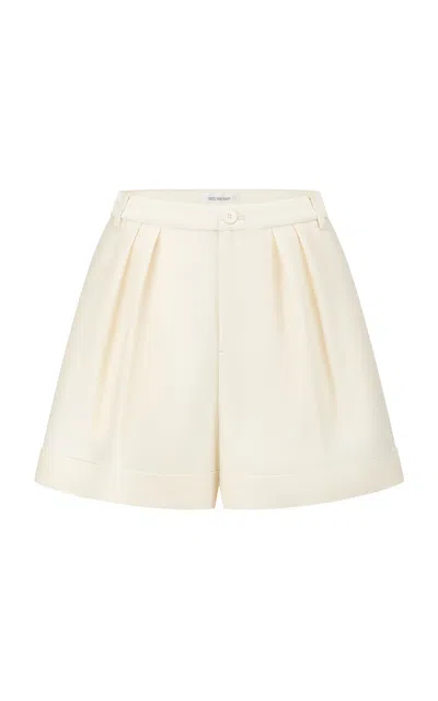 Into The East Wool-silk Cuffed Shorts In White