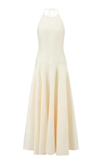 Into The East Wool-silk Maxi Halter Dress In White