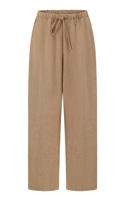 Into The East Woven Linen Tapered Pants In Brown