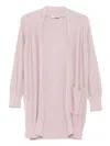Intrecci Pocket Open-front Cardigan In Pink