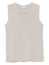 Intrecci V-neck Sleeveless Top In Neutral