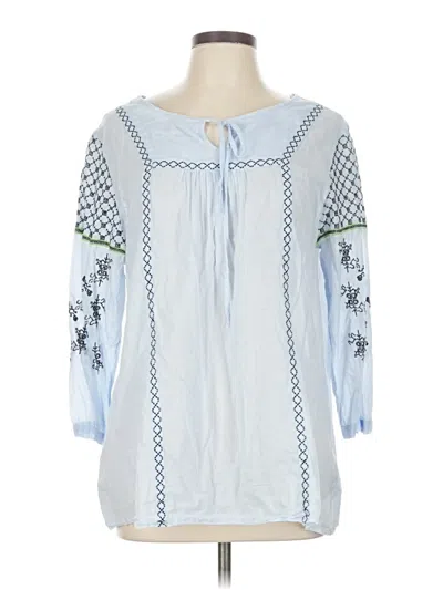 Pre-owned Intro 3/4 Sleeve Blouse In Blue