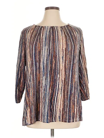 Pre-owned Intro 3/4 Sleeve Blouse In Brown