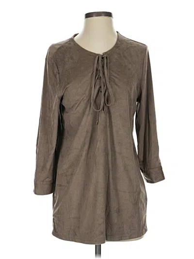 Pre-owned Intro 3/4 Sleeve Blouse In Brown
