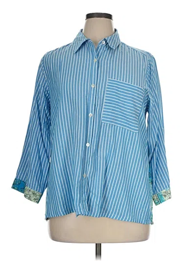 Pre-owned Intro 3/4 Sleeve Button Down Shirt In Blue