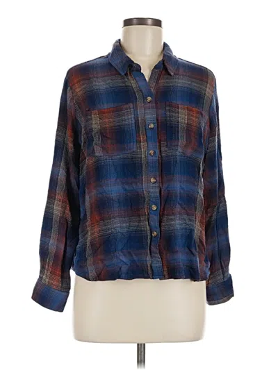 Pre-owned Intro 3/4 Sleeve Button Down Shirt In Blue