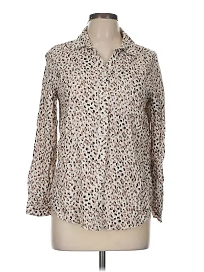 Pre-owned Intro 3/4 Sleeve Button Down Shirt In Brown