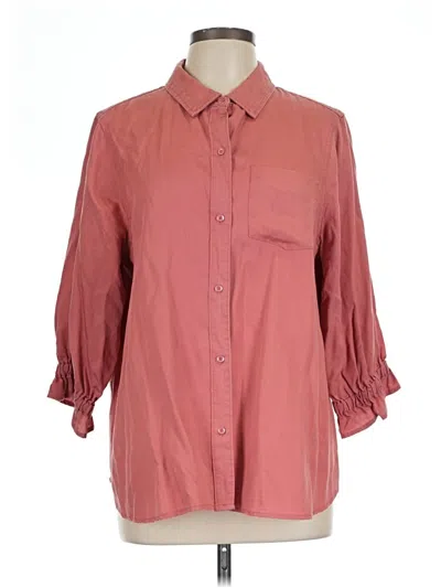 Pre-owned Intro 3/4 Sleeve Button Down Shirt In Burgundy