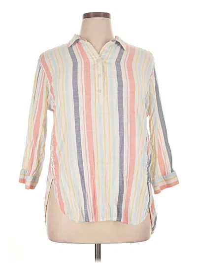 Pre-owned Intro 3/4 Sleeve Button Down Shirt In Ivory