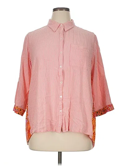Pre-owned Intro 3/4 Sleeve Button Down Shirt In Pink