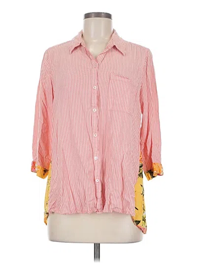 Pre-owned Intro 3/4 Sleeve Button Down Shirt In Pink