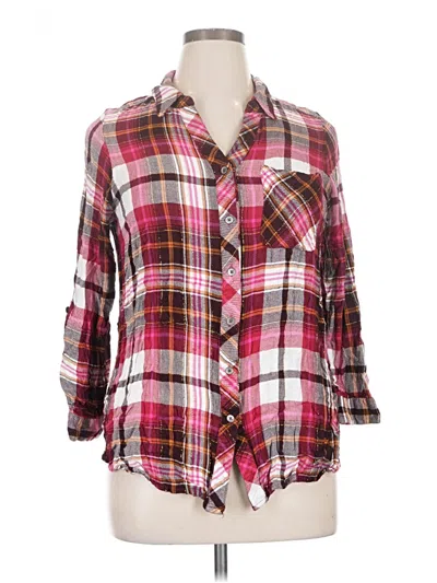Pre-owned Intro 3/4 Sleeve Button Down Shirt In Pink
