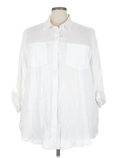 Pre-owned Intro 3/4 Sleeve Button Down Shirt In White