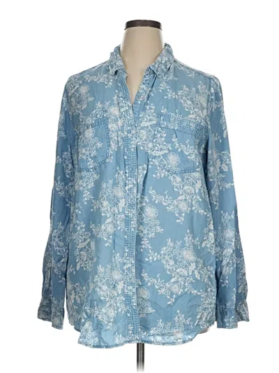Pre-owned Intro Long Sleeve Blouse In Blue