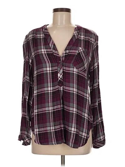 Pre-owned Intro Long Sleeve Blouse In Burgundy