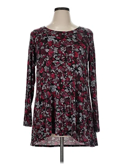 Pre-owned Intro Long Sleeve Blouse In Burgundy