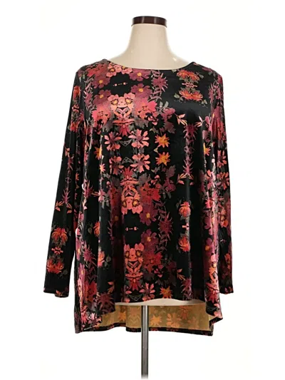 Pre-owned Intro Long Sleeve Blouse In Burgundy