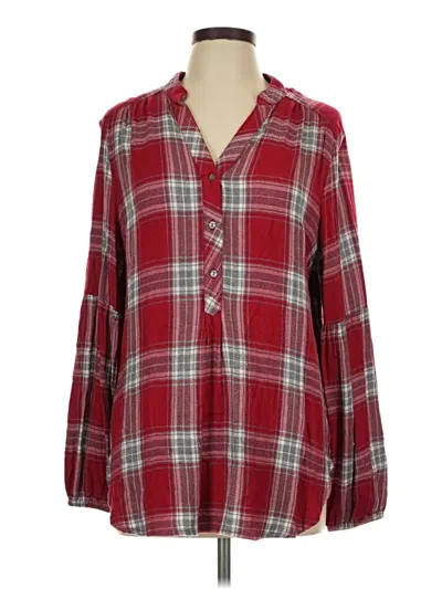 Pre-owned Intro Long Sleeve Blouse In Red