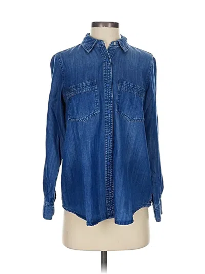Pre-owned Intro Long Sleeve Button Down Shirt In Blue