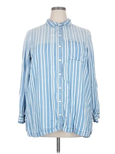 Pre-owned Intro Long Sleeve Button Down Shirt In Blue